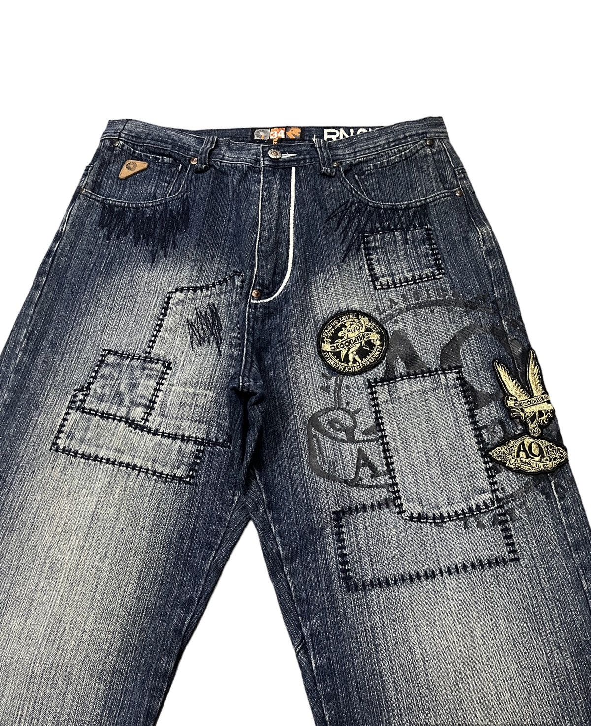 Akademiks akdemiks baggy patchwork shashiko boro denim Size US 34 / EU 50 - 4 Thumbnail