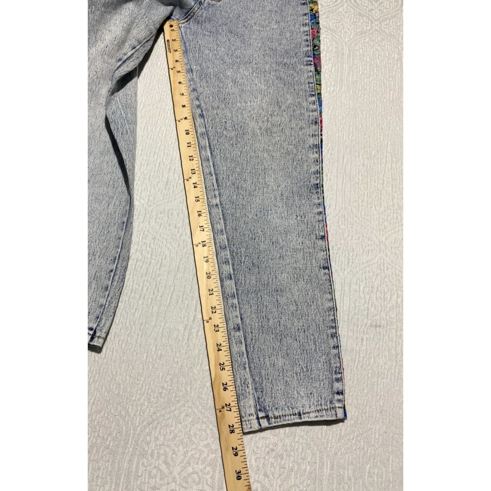 Swatch VINTAGE Watch LA Jeans Juniors 13 Blue Light Acid Wash Paisley Trim USA Logo Skinny Jeans Womens Size 28" / US 6 / IT 42 - 6 Thumbnail