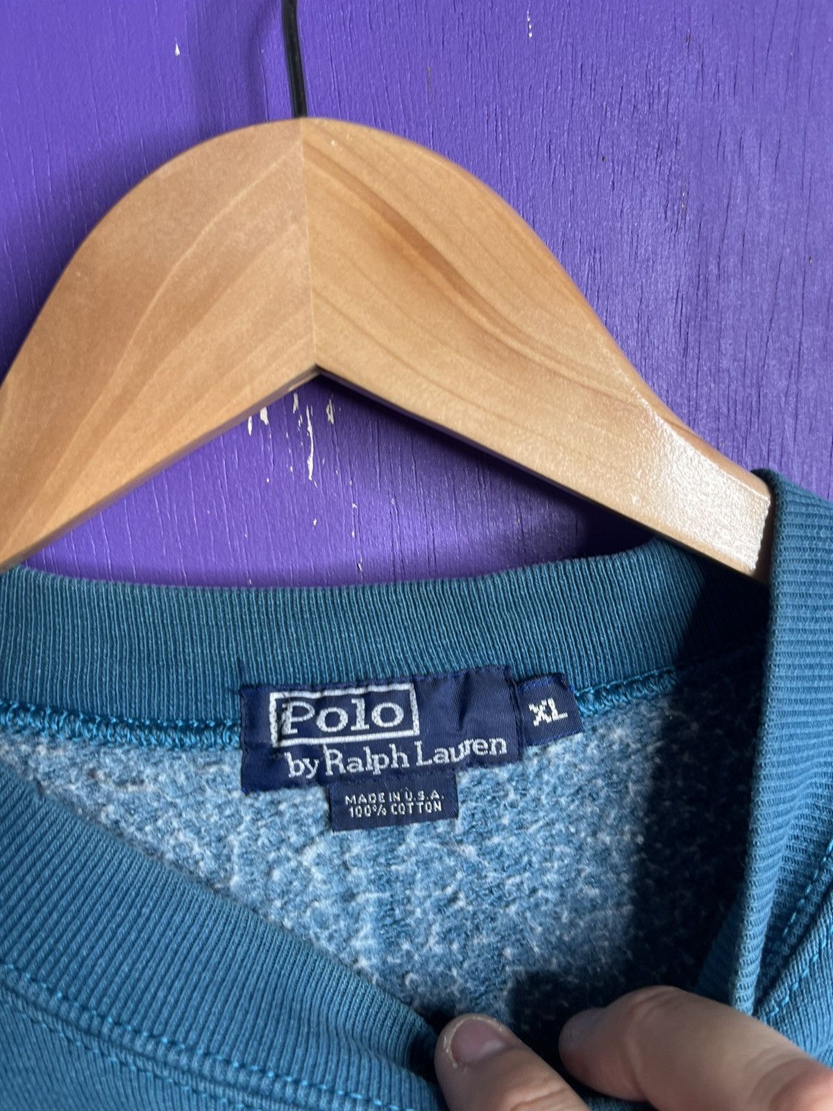 Polo Ralph Lauren × Vintage Vintage 90s Polo Ralph Lauren horse logo crewneck Size US XL / EU 56 / 4 - 4 Thumbnail