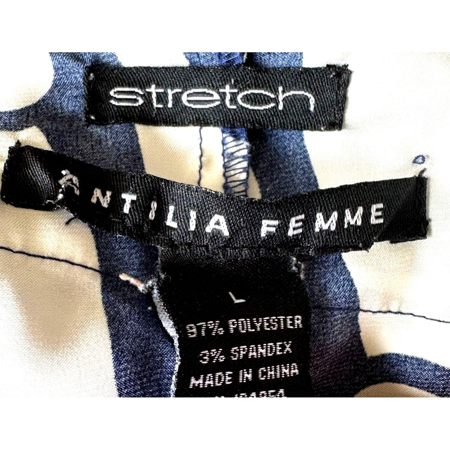 Other Antilia Femme Dress Large Midi White Navy Abstract Geometric Size L / US 10 / IT 46 - 12 Thumbnail