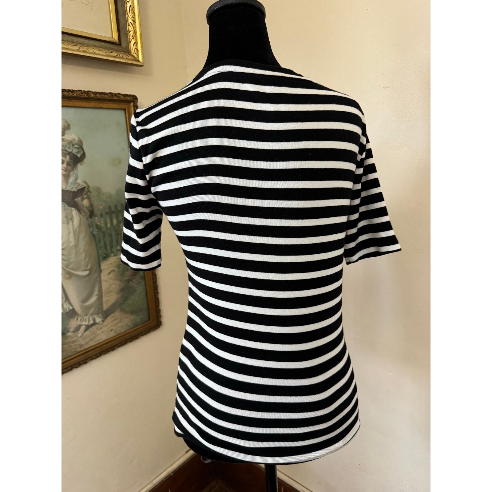 Gap GAP Modern Tee Striped Black White Short Sleeve Size S Size S / US 4 / IT 40 - 2 Thumbnail