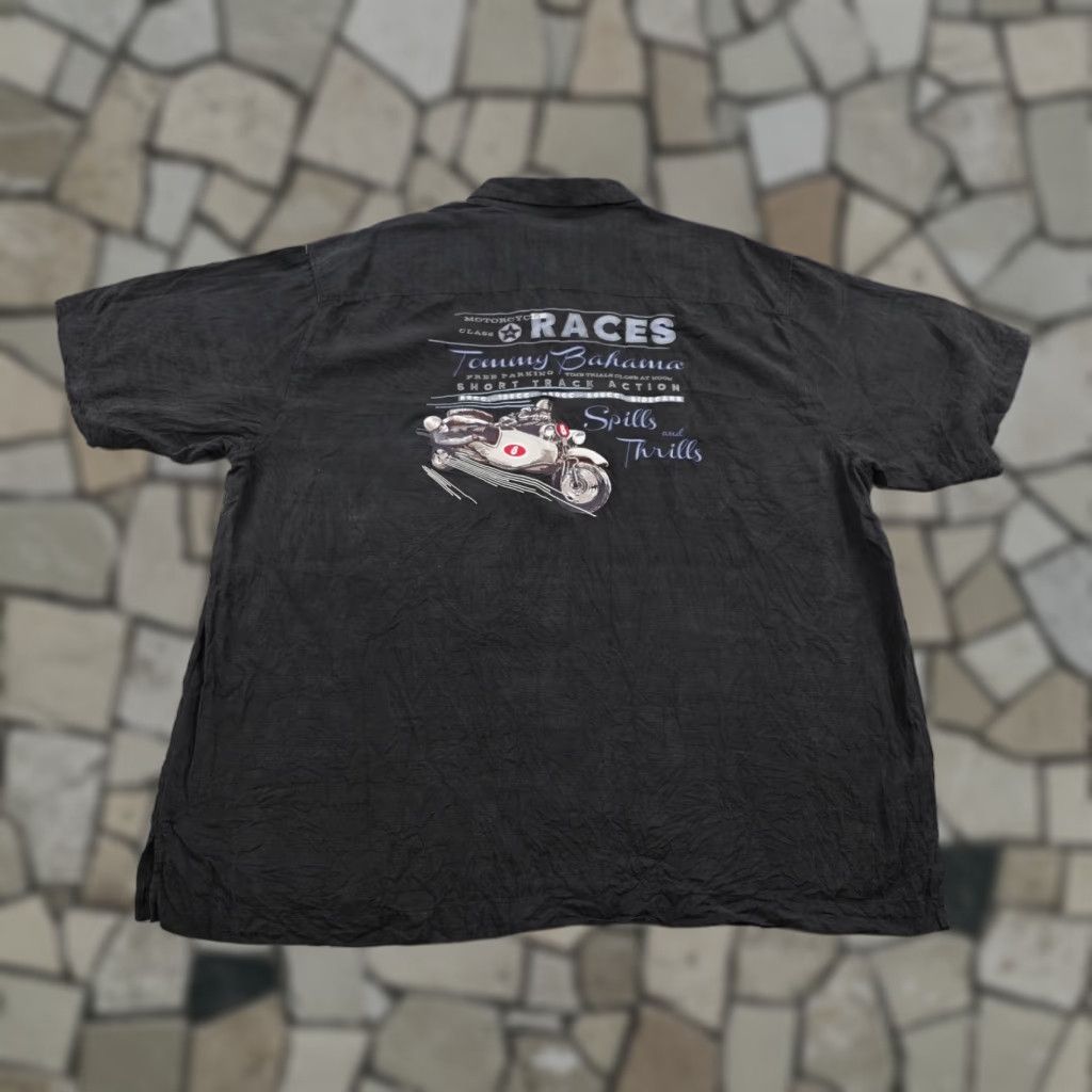Tommy Bahama Tommy Bahama Shirt Mens 2XL Black Silk Motorcycle Races Embroidered Button Up Size US XL / EU 56 / 4 - 1 Thumbnail