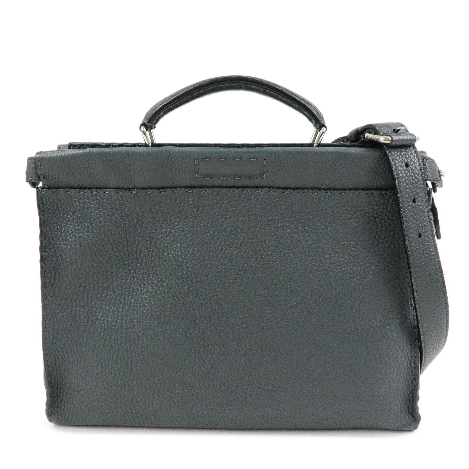 Fendi Fendi Selleria Peekaboo Calfskin Top Handle Bag Gray Size ONE SIZE - 1 Thumbnail
