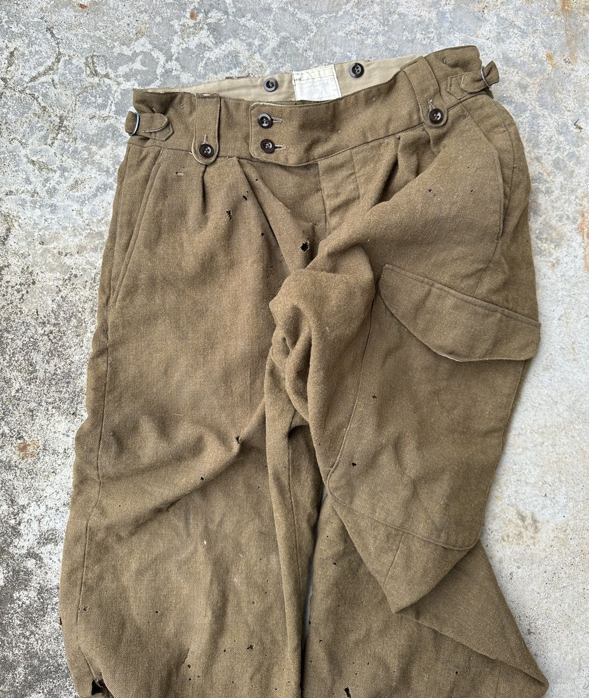 Vintage Trashed 1950s AUSTRALIA US Army Wool Trousers Cargo pant Size US 35 - 12 Thumbnail