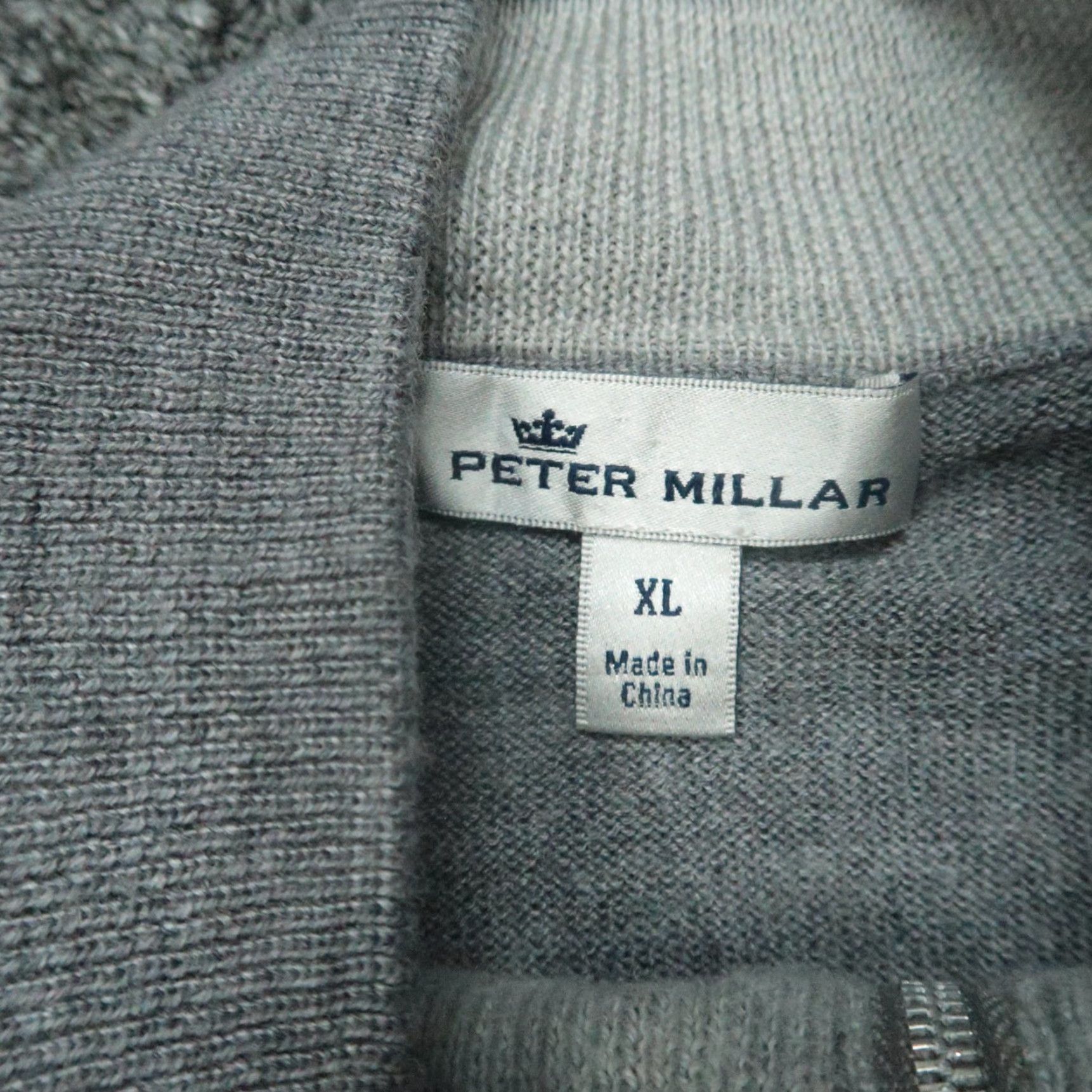 Peter Millar Peter Millar Sweater Mens XL Gray Wool Silk Nappa Trimmed Quarter Zip Pullover Size US XL / EU 56 / 4 - 4 Thumbnail