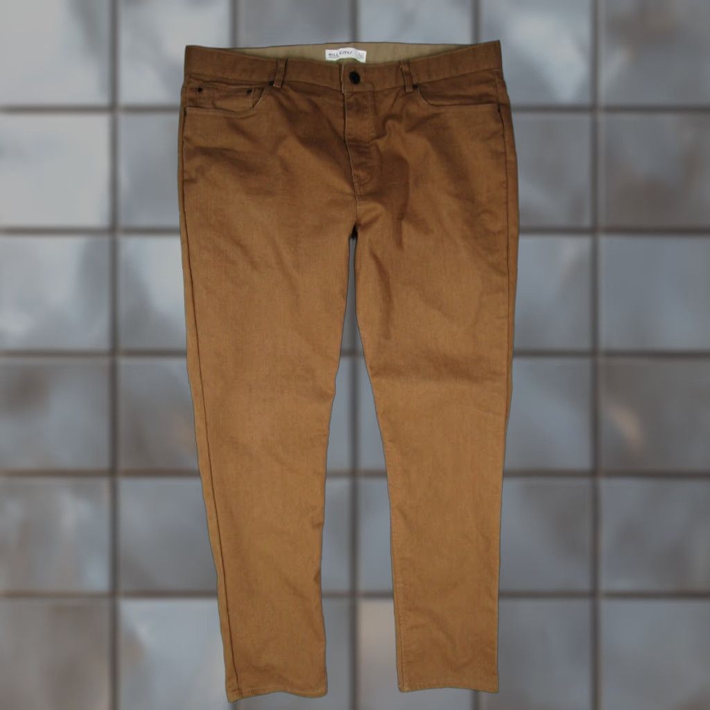 Vintage Hill City Mens Pants Brown 5 Pocket Workwear Chino Canvas Cotton Blend Flat Front 36x32 Slim Classic Belt Loops Zip 5-Pocket Style: C n Size US 36 / EU 52 - 1 Thumbnail