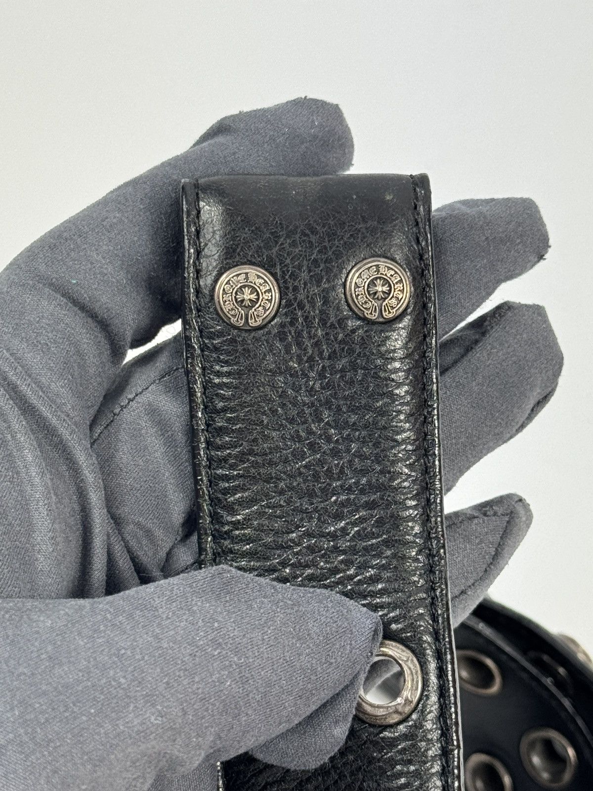 Chrome Hearts DOUBLE STUD STERLING SILVER LEATHER BELT *RARE* Size 36 - 3 Thumbnail