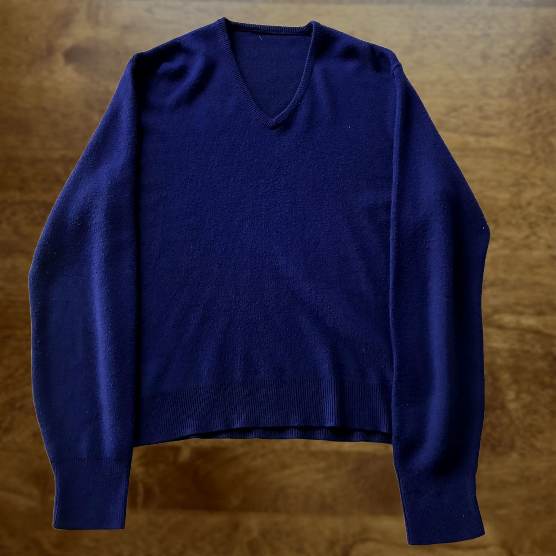Vintage VINTAGE Sweater Mens M Blue V-Neck Tight-Knit Pullover Long Sleeve Classic Size US M / EU 48-50 / 2 - 1 Thumbnail