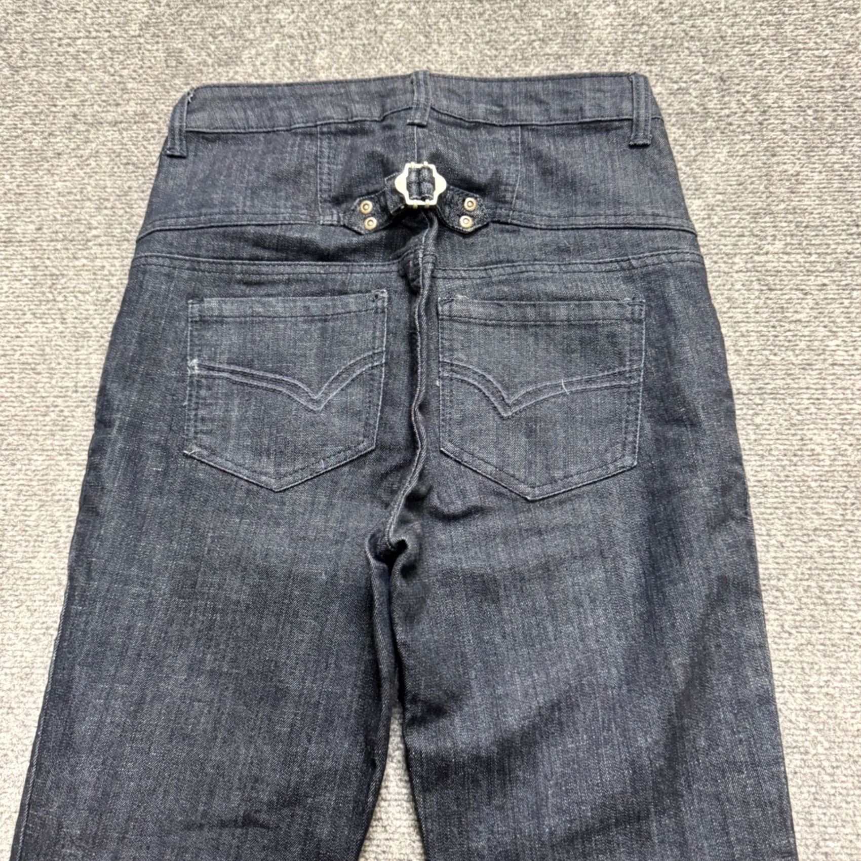 Denime Y2K Denim Jeans Womens 28 High-waisted Dark Wash Multi-button Closure 90s Womens Jeans, Distressed, Unbranded Size 28" / US 6 / IT 42 - 3 Thumbnail