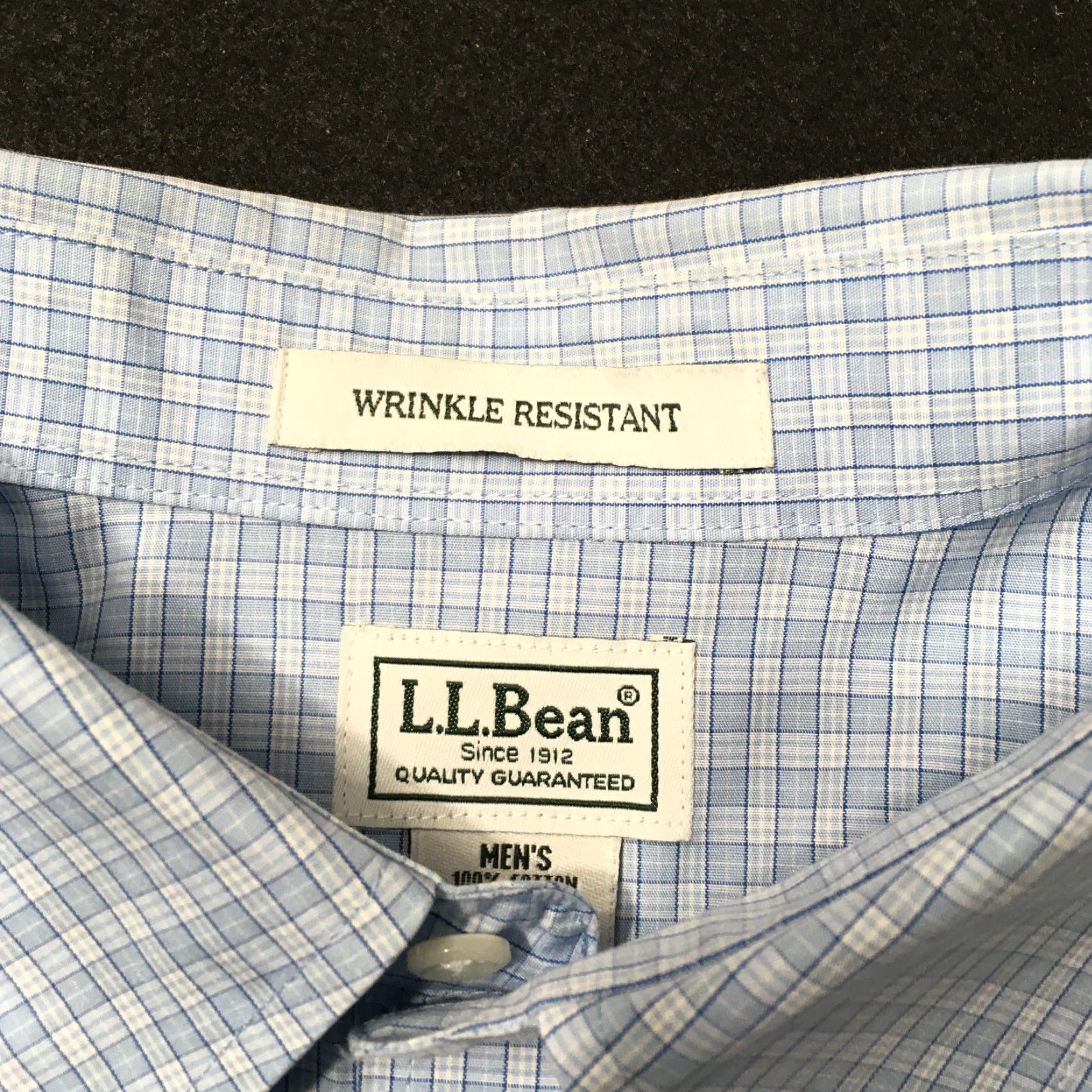 Vintage L.L. Bean Shirt Large Regular Wrinkle Resistant Button-Up Long Sleeve Blue Cotton Check Size US L / EU 52-54 / 3 - 4 Thumbnail