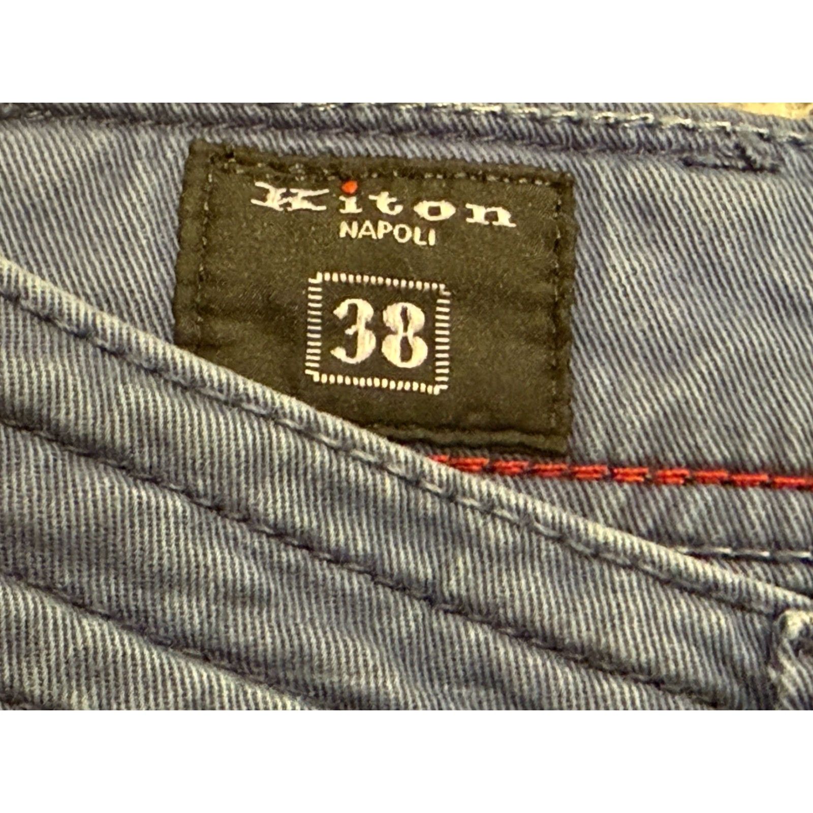 Kiton Kiton Napoli Men's Pants Blue 5 Pocket Khaki Button Fly 38 Regular Waist 35 Inseam 30 in Size US 38 / EU 54 - 4 Thumbnail
