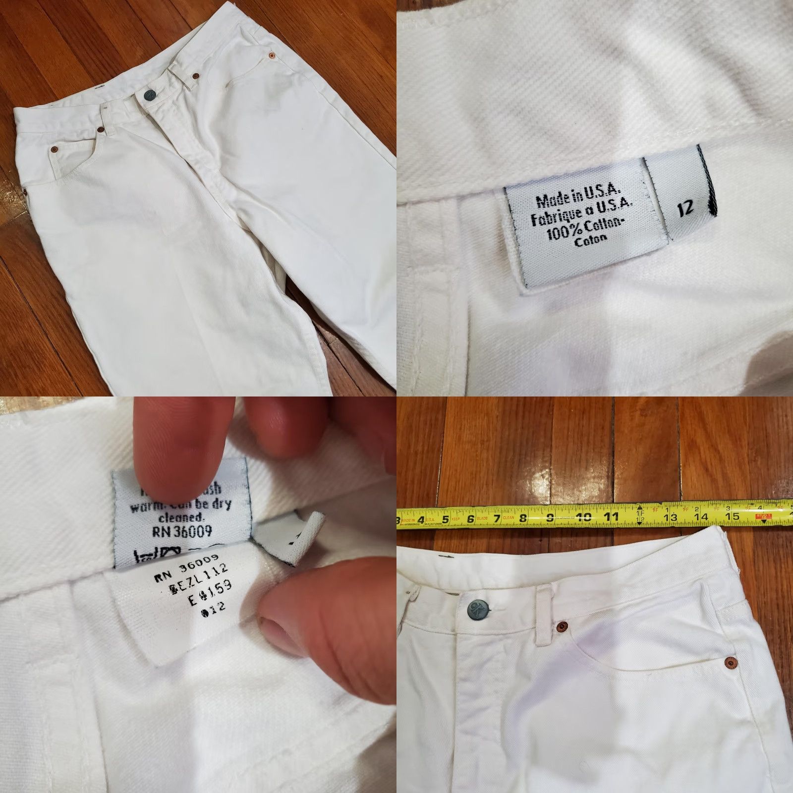 Calvin Klein VINTAGE Calvin Klein Jeans Womens 12 White High Rise Straight Jeans USA Made Size 34" / US 12 / IT 48 - 8 Thumbnail