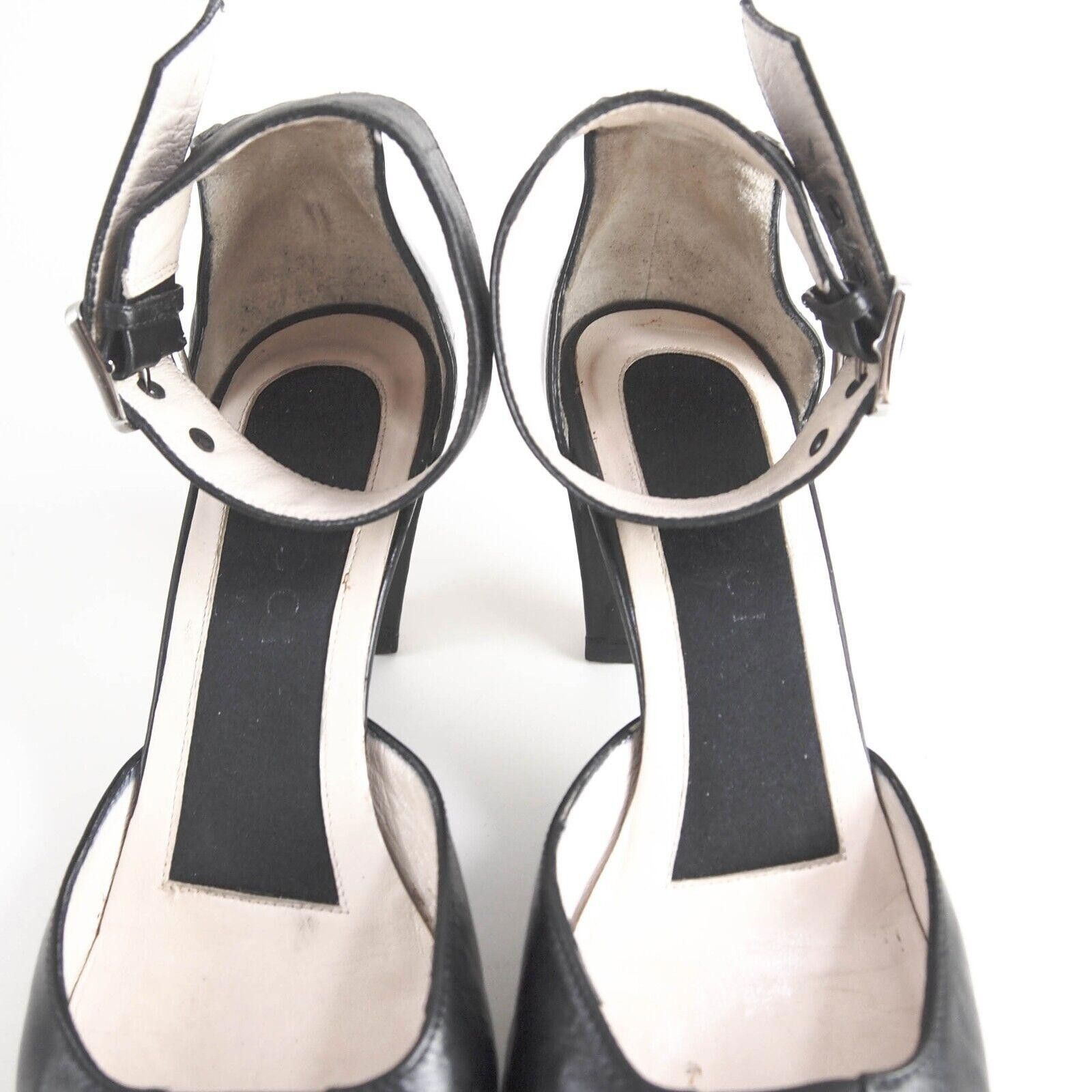 Gucci Gucci Peep Toe Sandals Black Leather Size US 7 EU 37 C Size US 7 / IT 37 - 4 Thumbnail