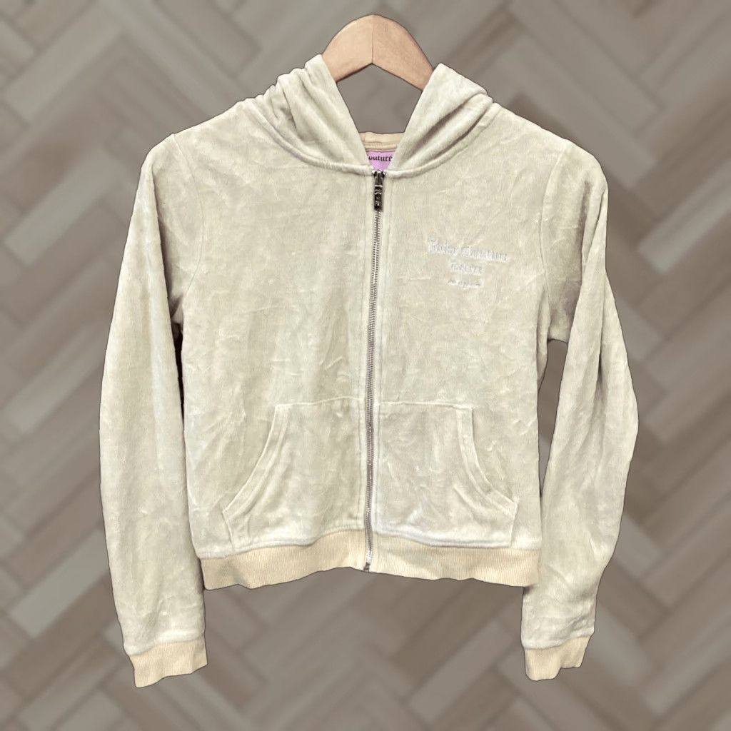 Forever 21 FORVER 21 Juicy Couture Beige Velour Zip Rhinestone Hoodie Sweatshirt Sz M Size M / US 6-8 / IT 42-44 - 1 Thumbnail