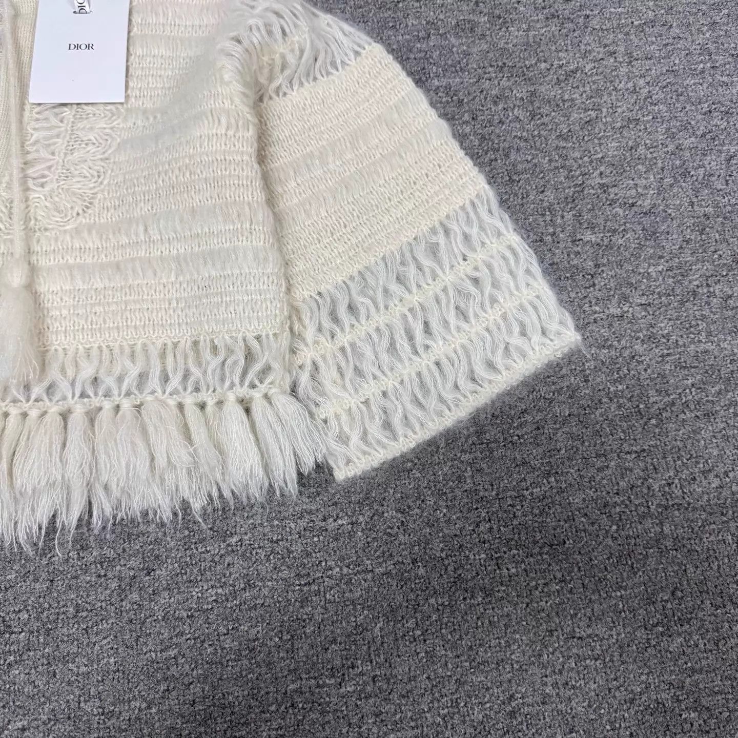 Dior Dior Ivory Tassel Cutout Bell Sleeve Tie Short Top Size XS / US 0-2 / IT 36-38 - 5 Thumbnail