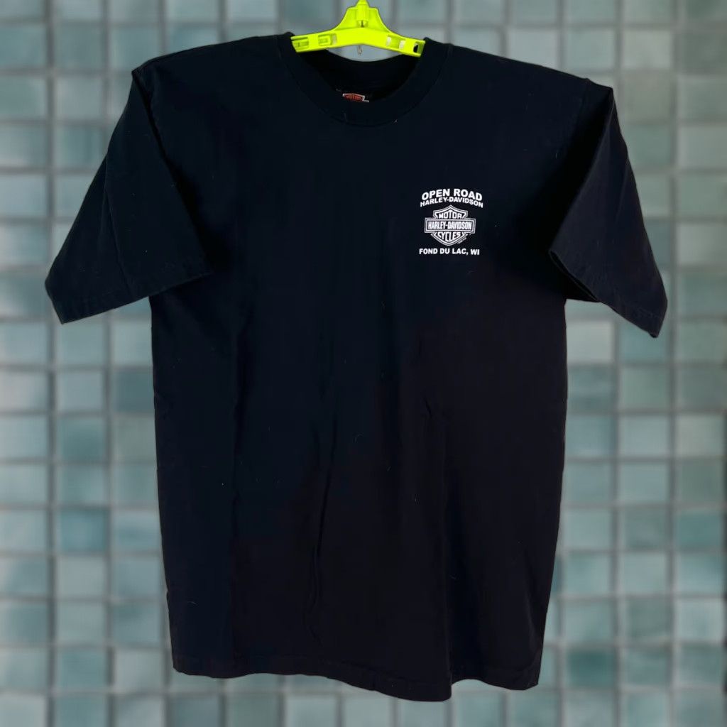 Harley Davidson Harley-Davidson Open Road Mens Black T-Shirt Size L Graphic Print Vintage USA Fond Du Lac WI Kimble? Size US L / EU 52-54 / 3 - 1 Thumbnail