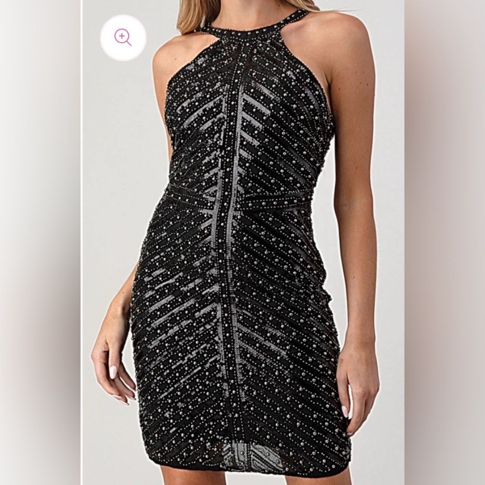 Other New Elegant Black Sequin Halter Dress size s Size S / US 4 / IT 40 - 5 Thumbnail