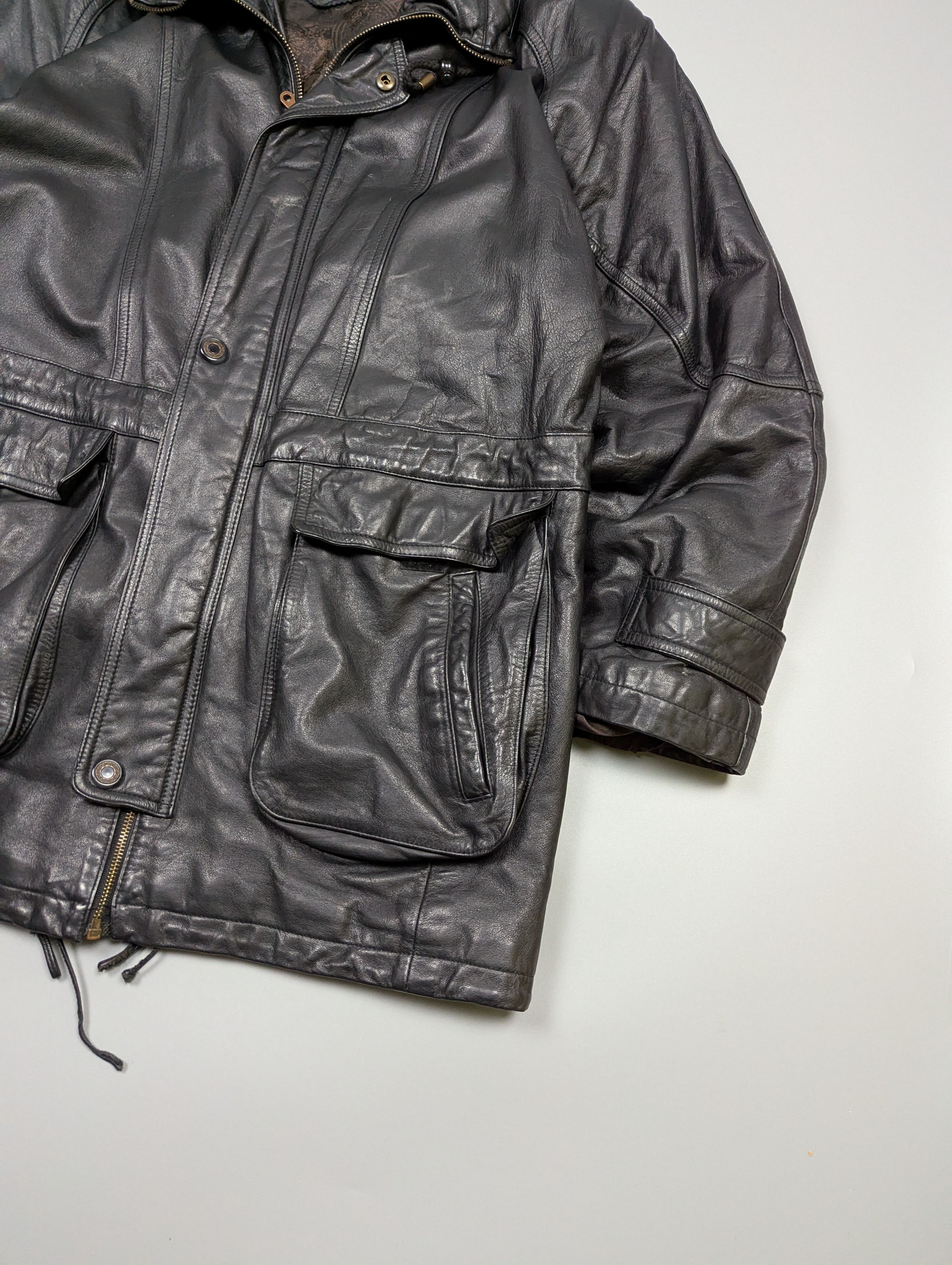 Vintage Vintage PRINCE Heavy Black Leather Multi-Pocket Jacket Size US L / EU 52-54 / 3 - 2 Thumbnail