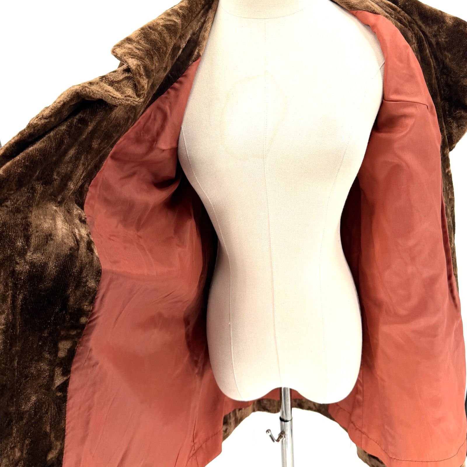 Vintage Vintage 50s Chocolate Brown Copper Faux Fur Belted Wrap Coat Size M / US 6-8 / IT 42-44 - 6 Thumbnail