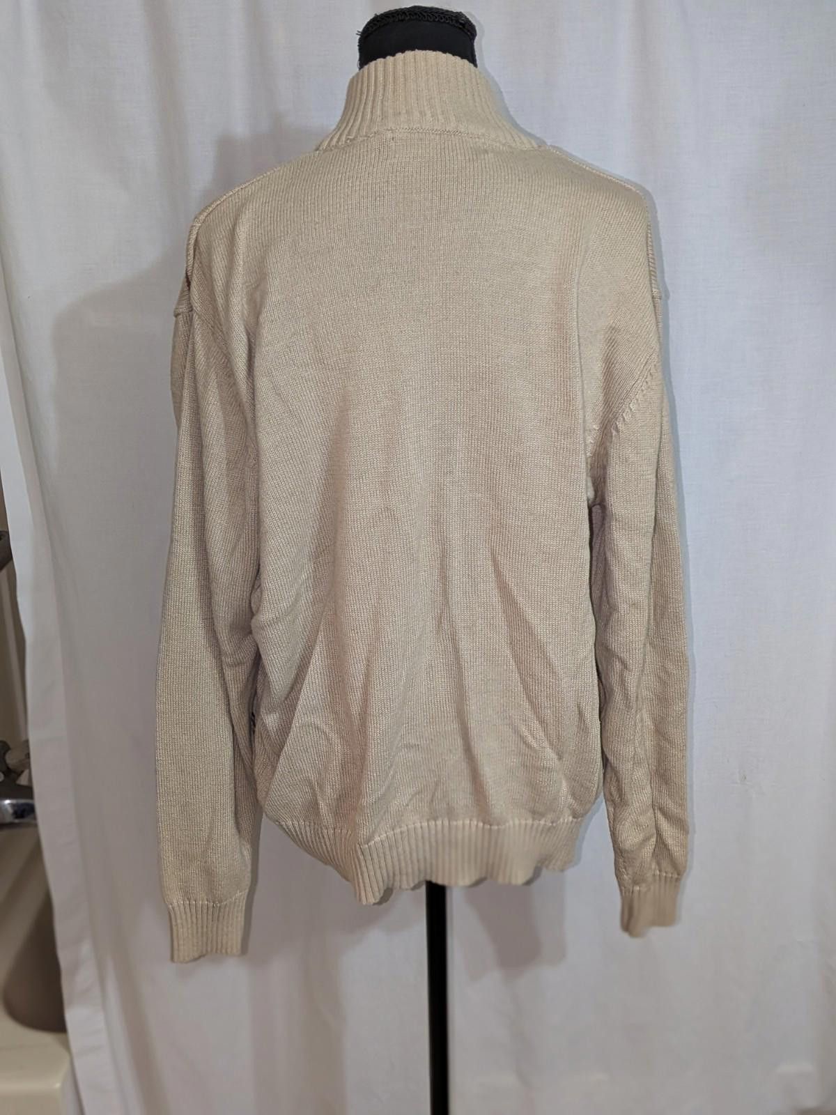 Oscar De La Renta VTG Y2K Oscar De La Renta Tan Plaid Zip Up Mock Neck Sweater Size US L / EU 52-54 / 3 - 3 Thumbnail