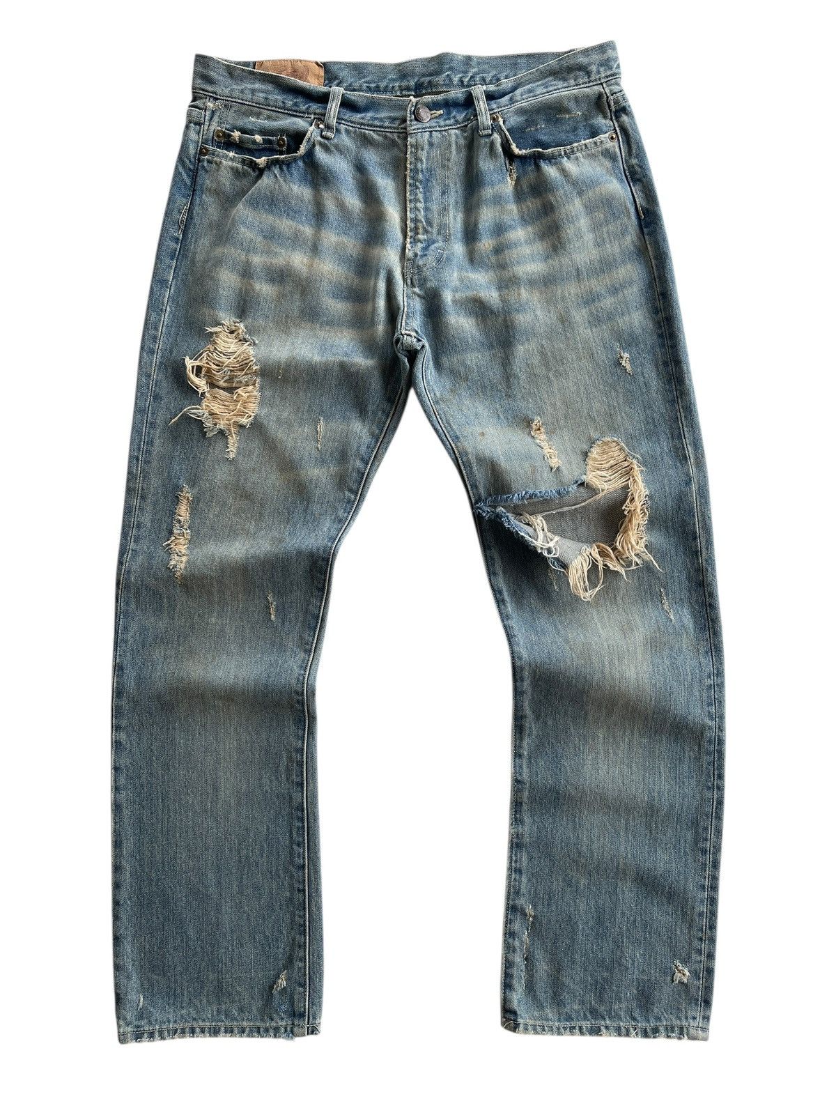 Japanese Brand Vintage Retro Girl Dirty Distressed Denim Jeans Streetwear Size 34" / US 12 / IT 48 - 1 Thumbnail