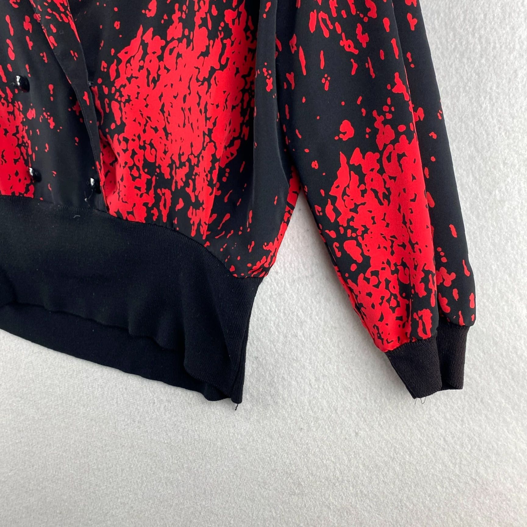 Vintage VINTAGE Miss Maggy Blouse Womens L Black Geometric 80s 90s Shoulder Pad Notch Collar Long Sleeve Casual Party/Cocktail Shirt Womens Size L / US 10 / IT 46 - 5 Thumbnail