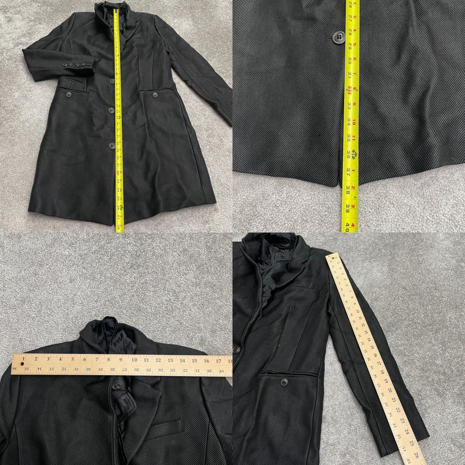 Vintage Noir Wool Blend Long Trench Coat Jacket Women US8 EU40 Black Pockets Vintage No Size M / US 6-8 / IT 42-44 - 8 Thumbnail