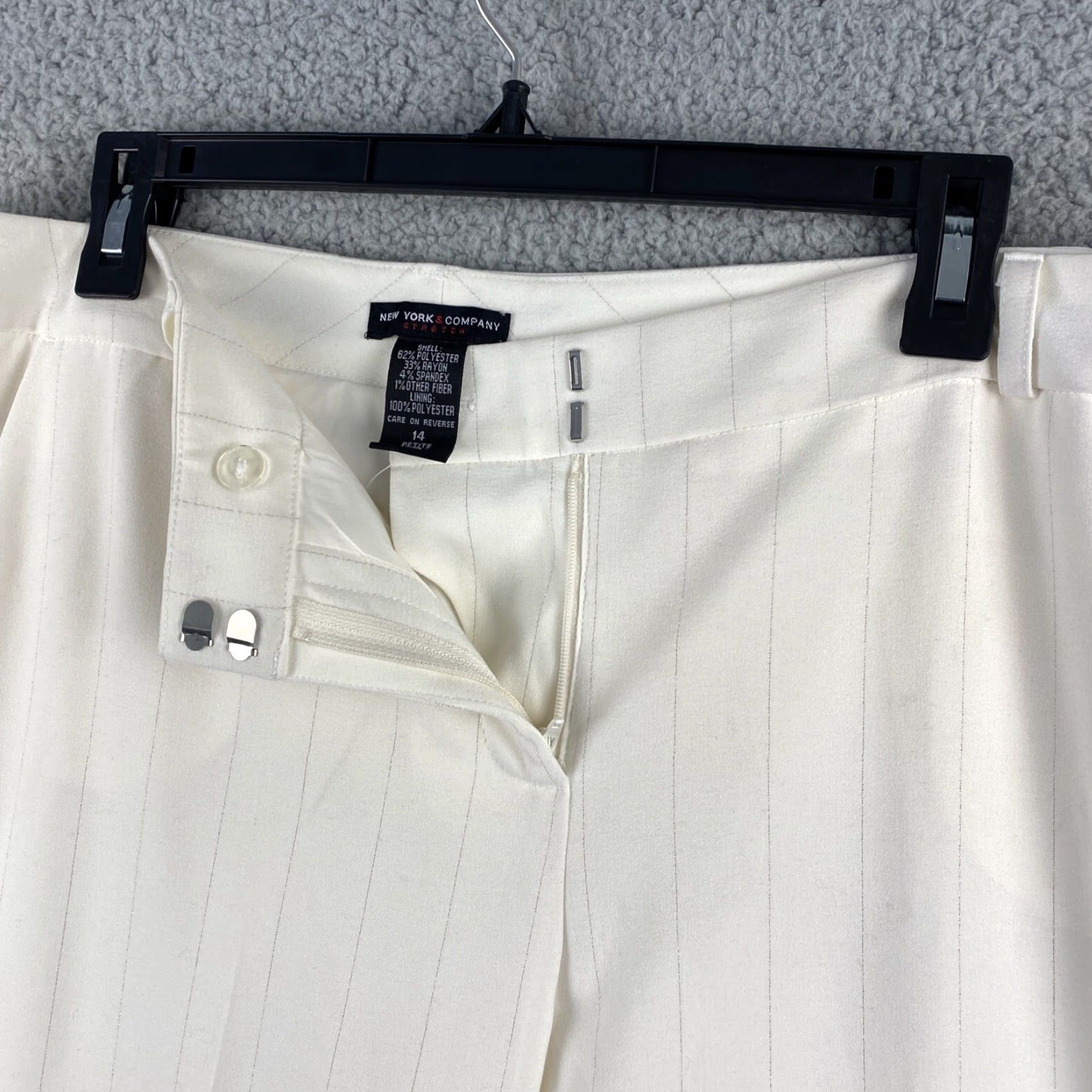 CO VINTAGE New York & Co Women Pants Size 14P Cream Straight Fit Petites Dress Pants Size 36" / US 14 / IT 50 - 4 Thumbnail
