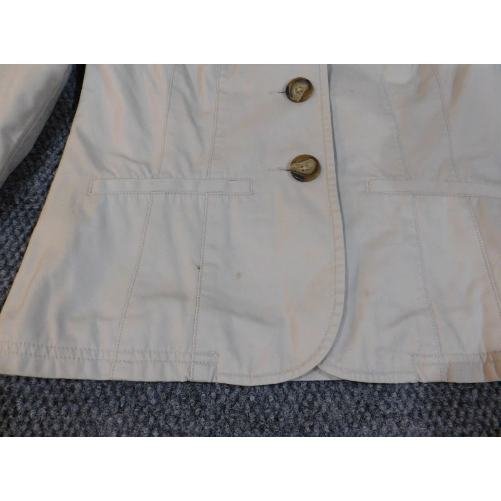 Vintage L.L. Bean Jacket Trench Coat Womens 0 Beige Lined Canvas Button Retro Classic Casual Fall Spring Womens Size XS / US 0-2 / IT 36-38 - 5 Thumbnail
