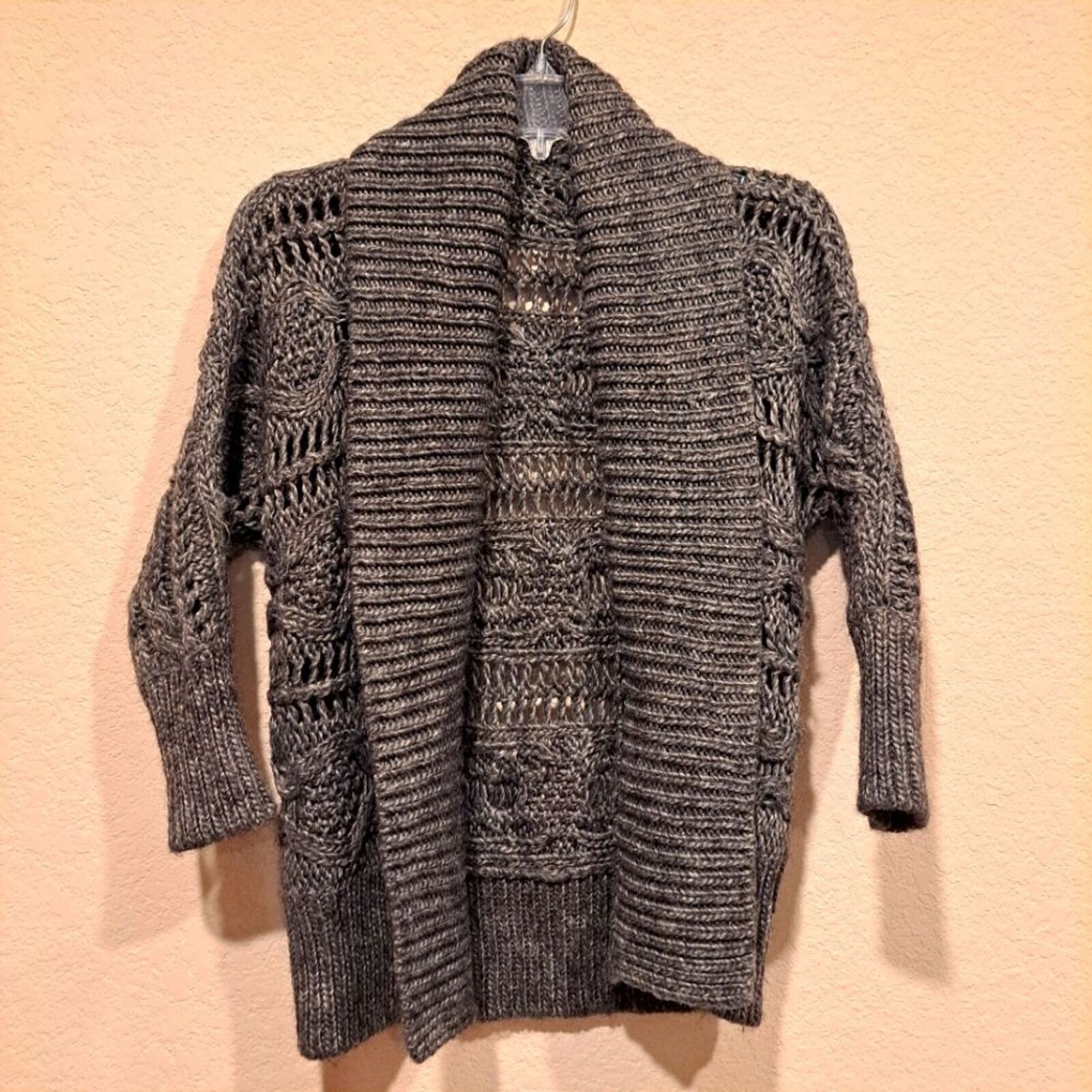 Express Express Y2K wool blend cable knit gray cardigan sweater XS Size XS / US 0-2 / IT 36-38 - 1 Thumbnail