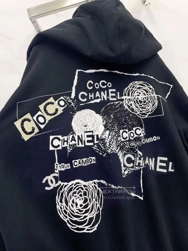 Chanel Chanel Black Cotton Women's Long Sleeve Hoodie . Size L / US 10 / IT 46 - 7 Thumbnail
