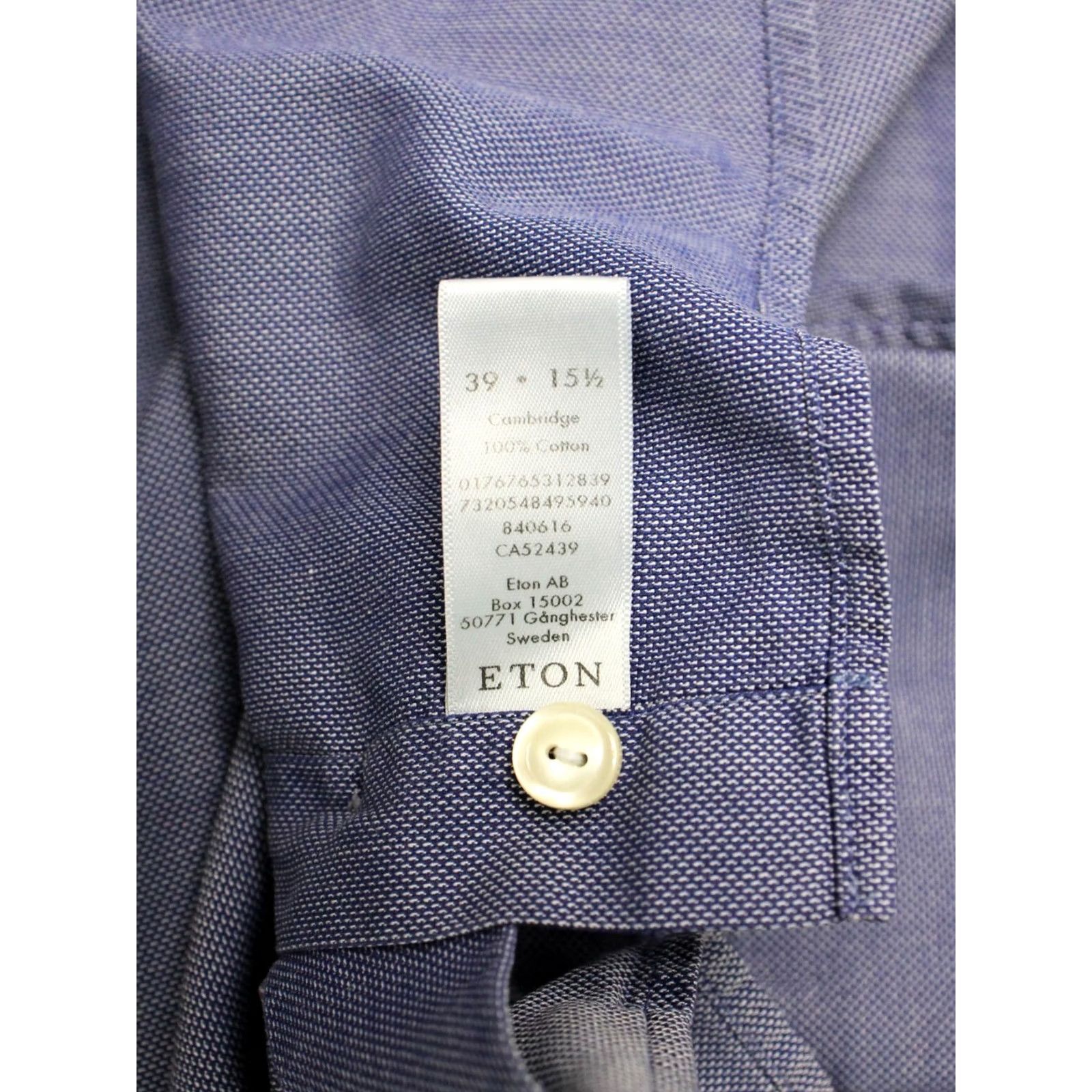 Eton ETON Cambridge Slim Formal Shirt Men MEDIUM Cutaway Collar Button Up Blue Patterned Long Sleeve Dress Shirt Size 40R - 7 Thumbnail