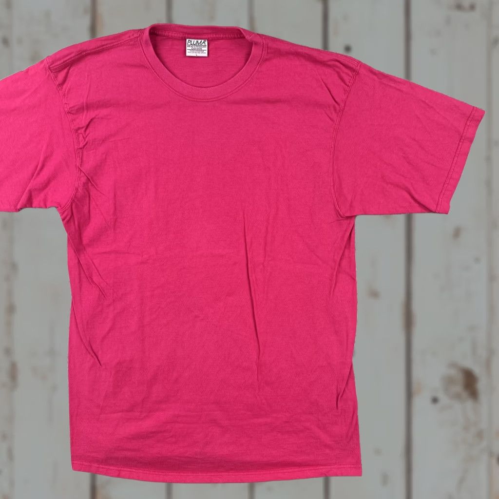 Vintage VINTAGE Pluma T-Shirt Pink 90s Adult Large Short Sleeve Crew Neck Cotton Shirt Mens Size US L / EU 52-54 / 3 - 1 Thumbnail