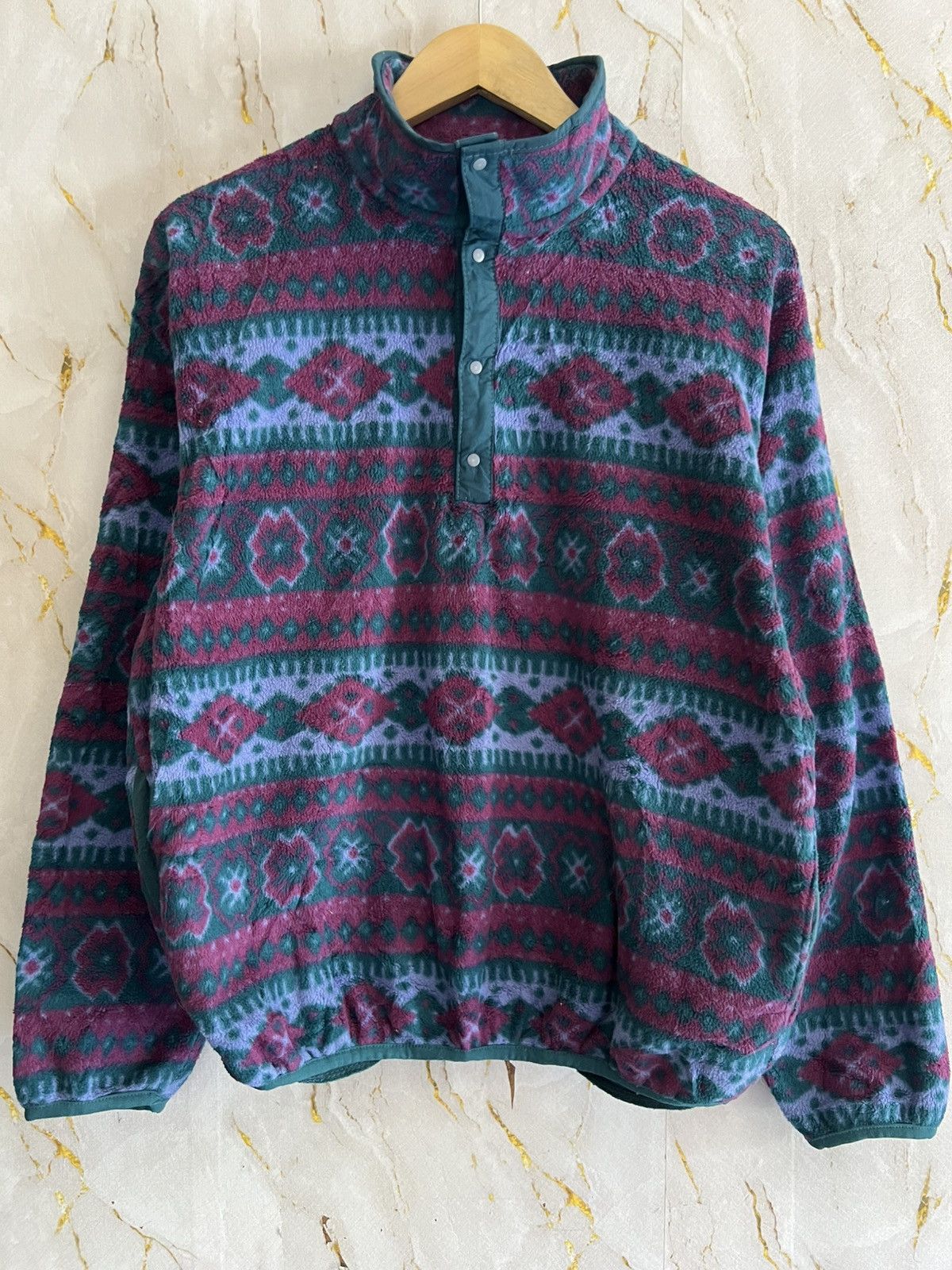 L.L. Bean Vintage L.L.Bean Najavo Pattern Fleece Pullover Jacket 90s Size US XL / EU 56 / 4 - 1 Thumbnail