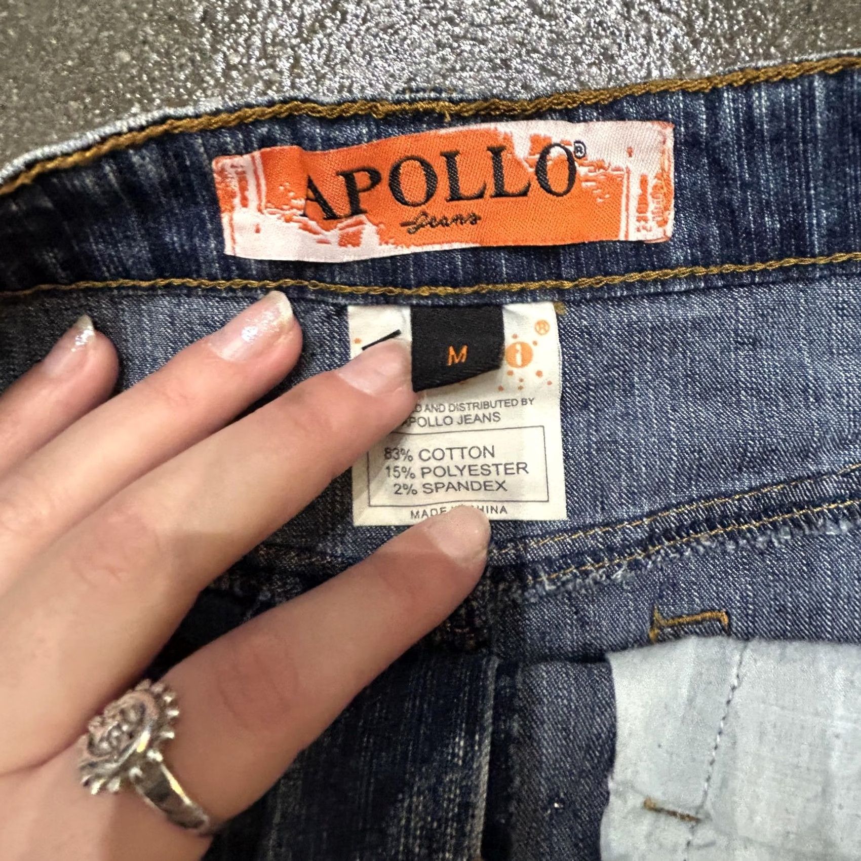 Denime Apollo Jeans Skirt Womens Medium Denim Mini Paint Splatter Studded Art Size 32" / US 10 / IT 46 - 4 Thumbnail