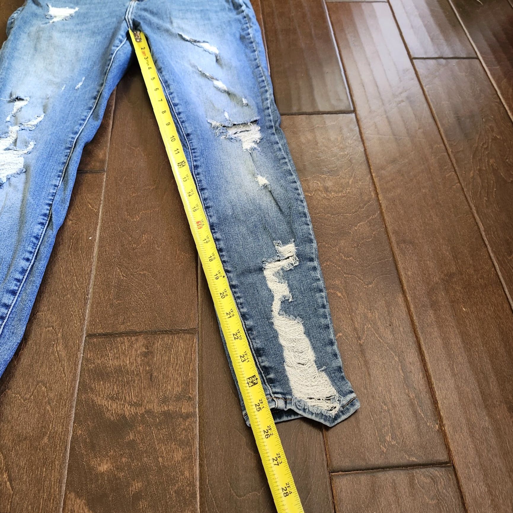 Forever 21 Forever 21 Los Angeles Women's Distressed Blue Denim Jeans Slim Skinny - Size 27, Blue, Jeans, Women Size 27" / US 4 / IT 40 - 7 Thumbnail