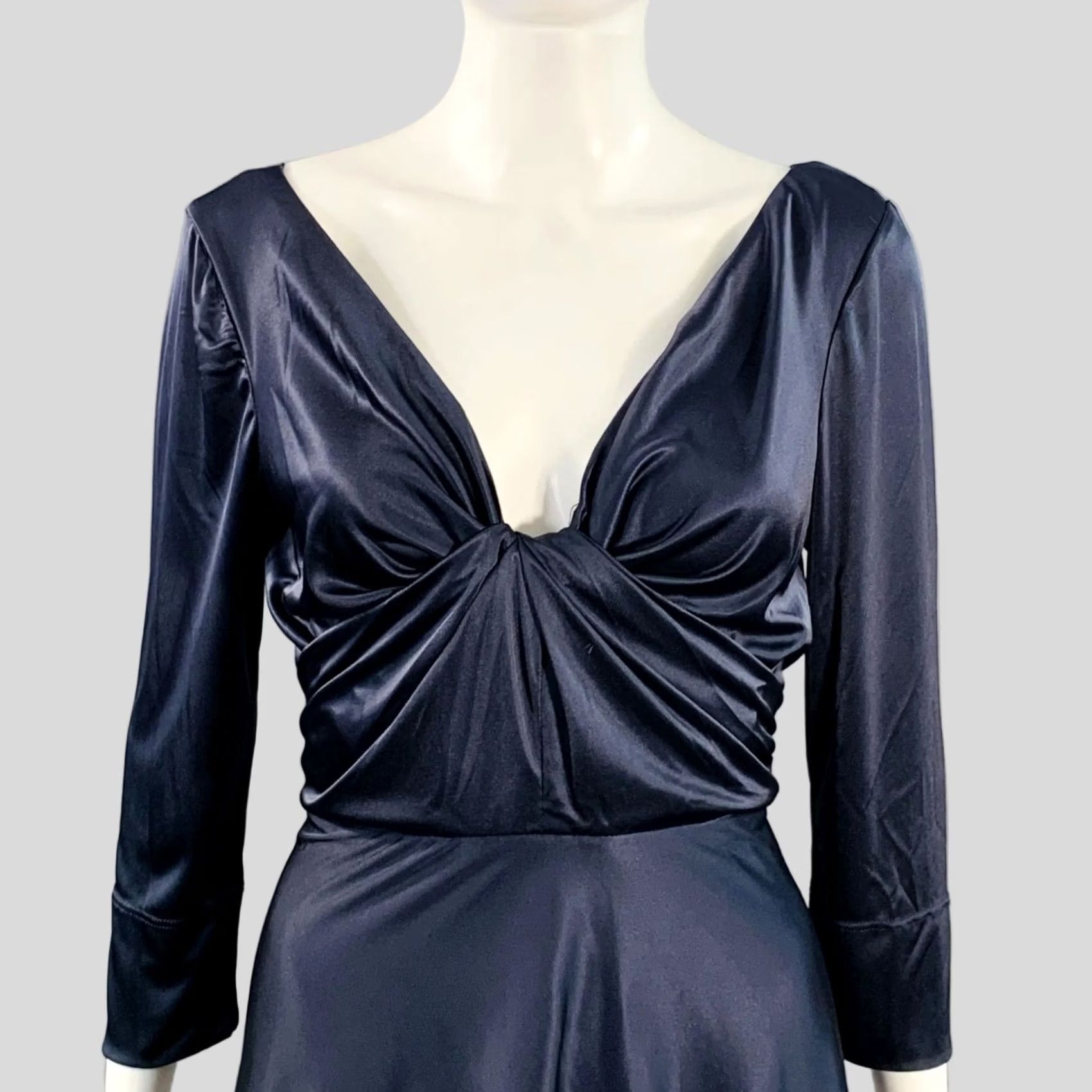 Rachel Comey RACHEL COMEY Navy Satin V-Neck Evening Gown Size 6 Women Size M / US 6-8 / IT 42-44 - 2 Thumbnail