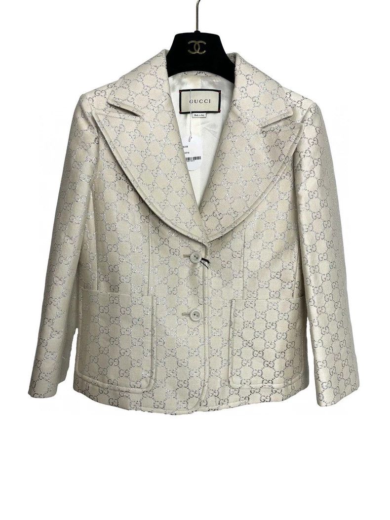 Gucci Gucci Lightweight gg gold and silver silk suit jacket 2501- Size US XS / EU 42 / 0 - 1 Thumbnail
