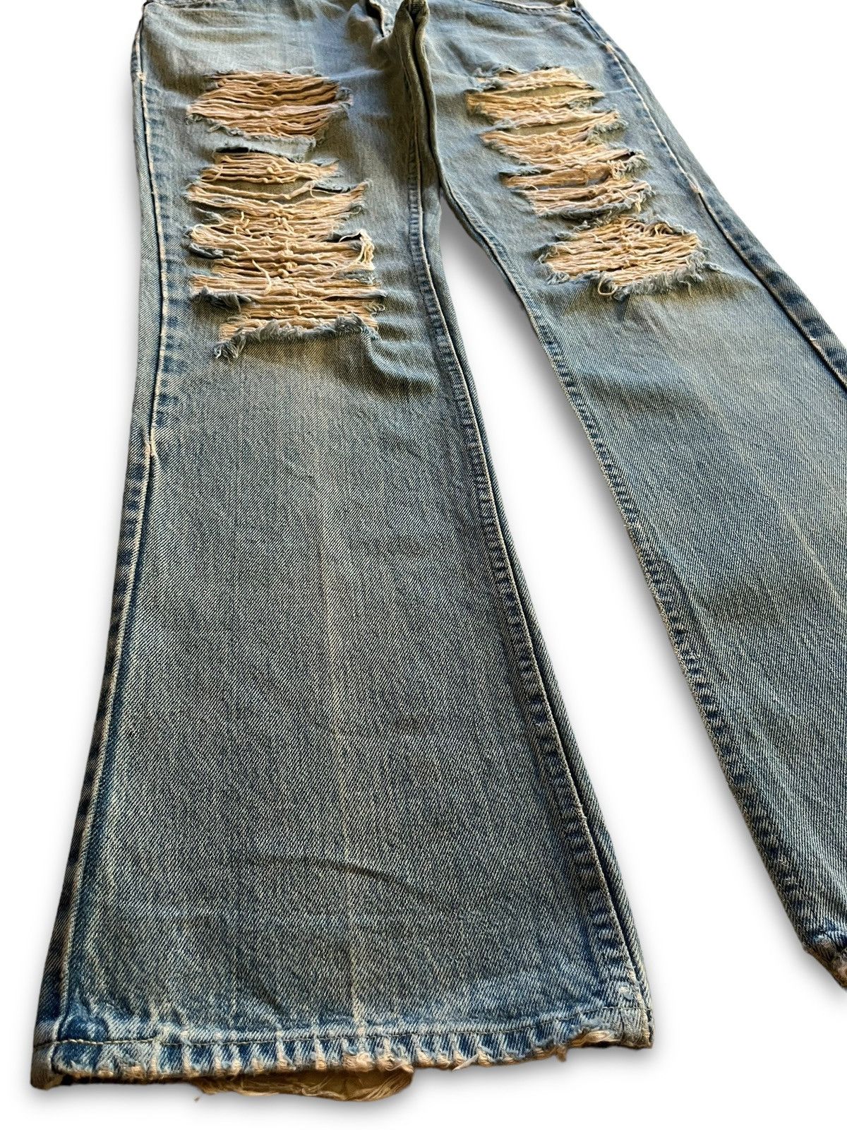 Lee Vintage 70s Lee Riders Talon Zipper Distressed Flare Jeans Size US 32 / EU 48 - 6 Thumbnail