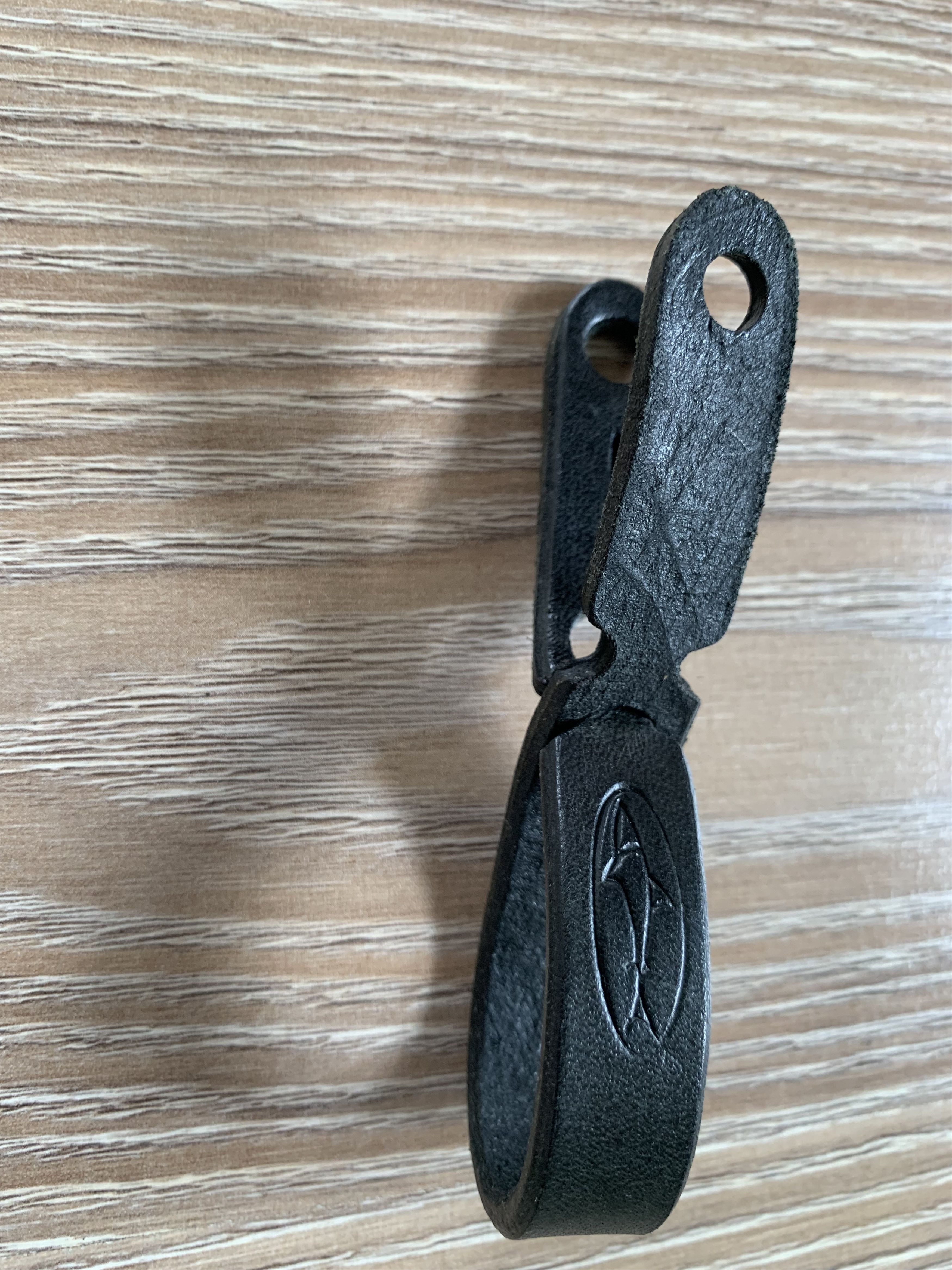 Handmade Black Leather Keychain With Embossing Size ONE SIZE - 5 Thumbnail