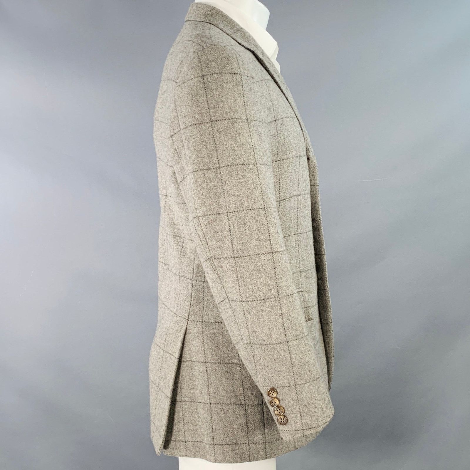 Ralph Lauren Size 38 Regular Grey Black Window Pane Cashmere Sport Coat Size 38R - 2 Thumbnail