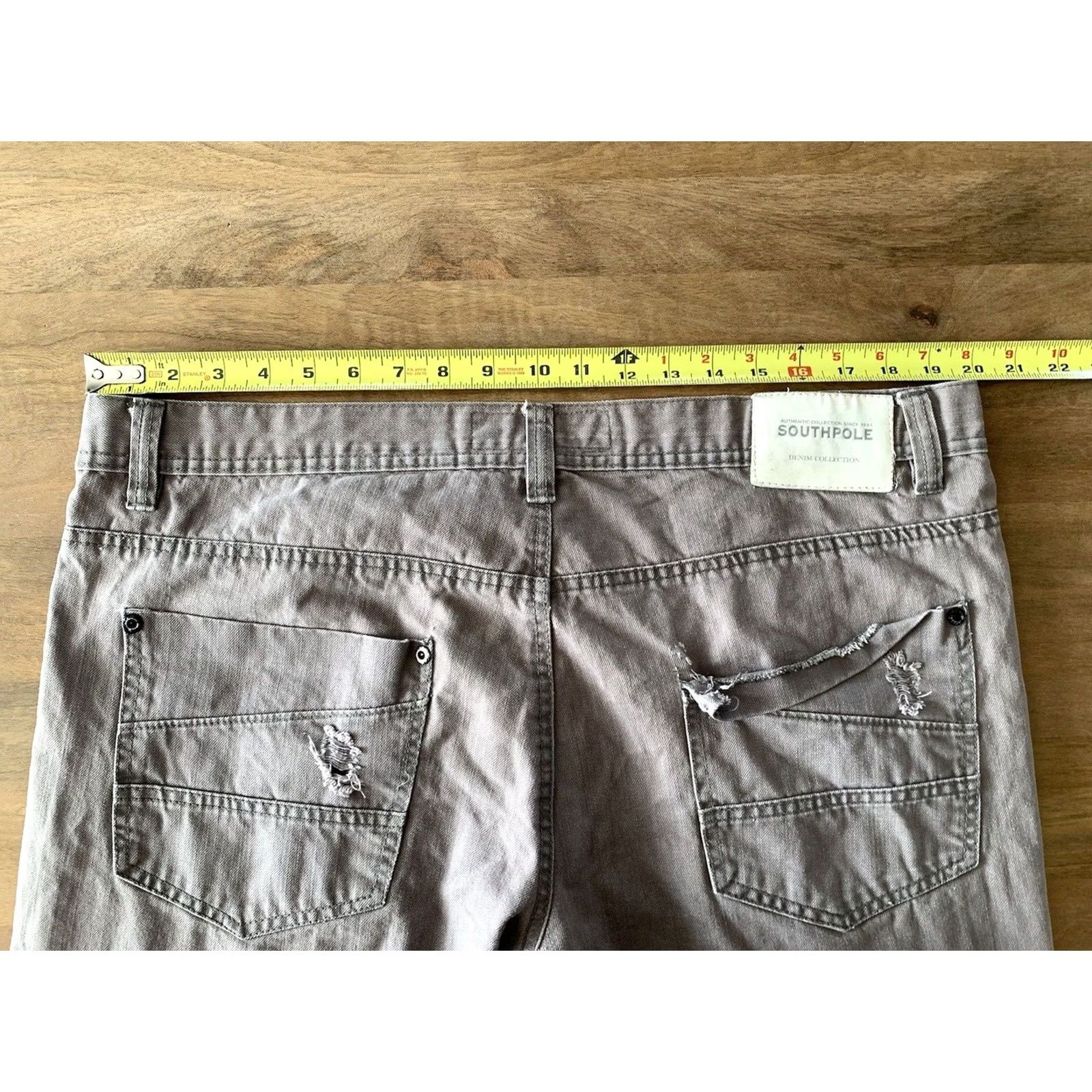 Southpole VINTAGE Southpole Jeans Men's 38x32 Gray Distressed Straight Leg Denim 2000s Y2K Goth Punk Rock Band Logo 5-Pocket Mens Regular 31 In Inseam Size US 38 / EU 54 - 7 Thumbnail