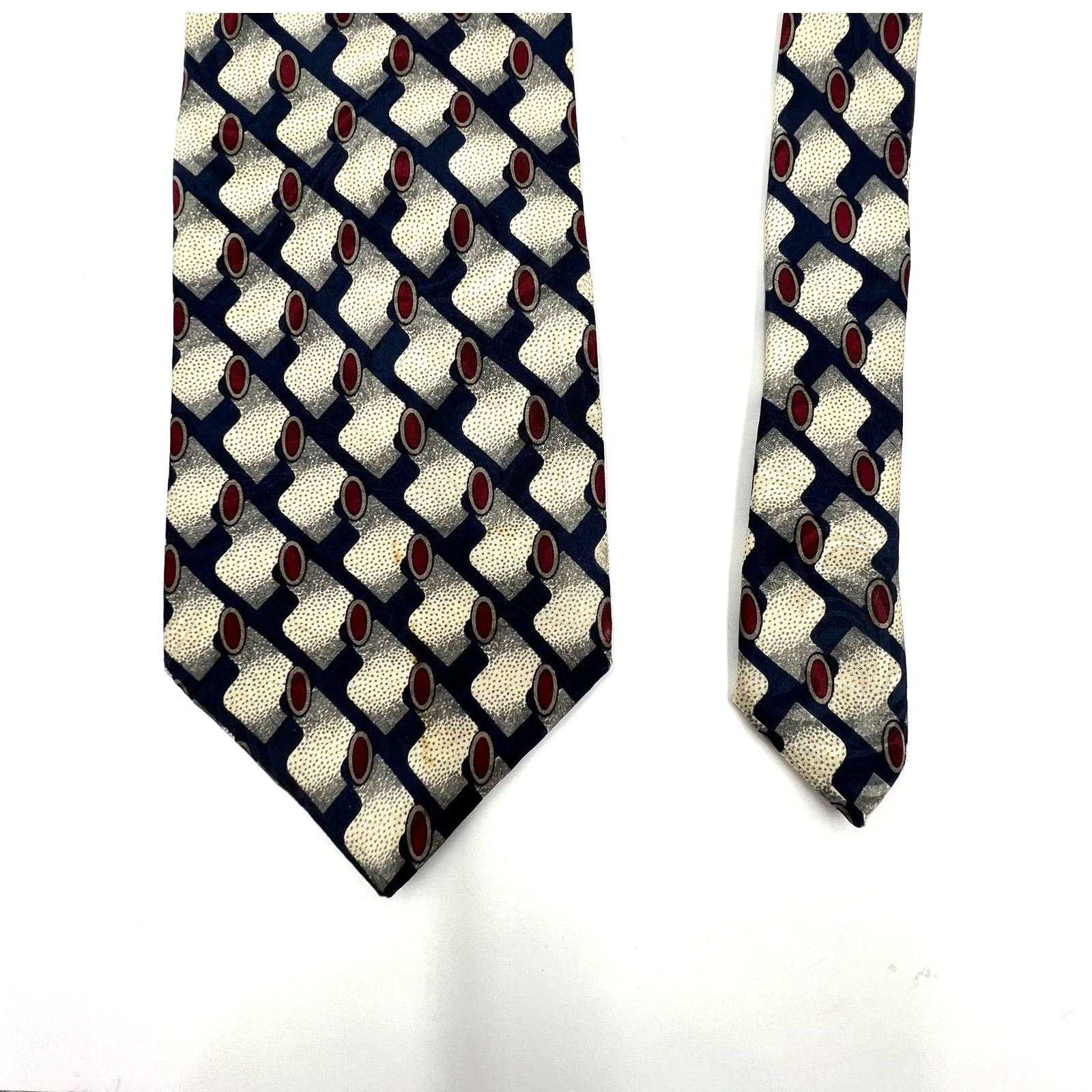 Pierre Balmain Balmain Abstract Silk Tie Navy Blue Motif Size ONE SIZE - 5 Thumbnail