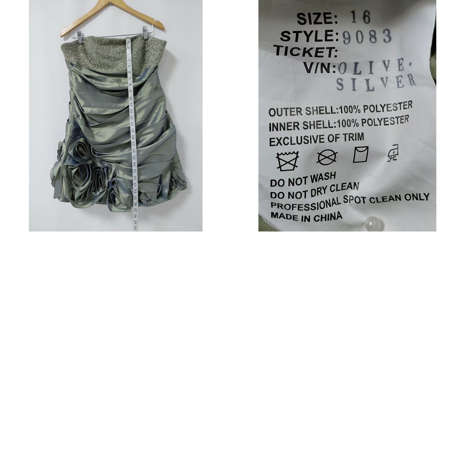 Olive blush prom Olive Solid Beaded Strapless Short Dress 16 Women's Sleeveless Zipper Dry Clean Only Size 38" / US 16 / IT 52 - 8 Thumbnail