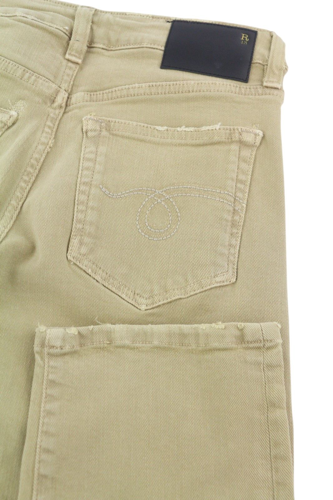 R13 BOY STRAIGHT 24 Khaki Stretchy Washed Ankle Logo 86292 Size 24" / US 00 / IT 34 - 6 Thumbnail