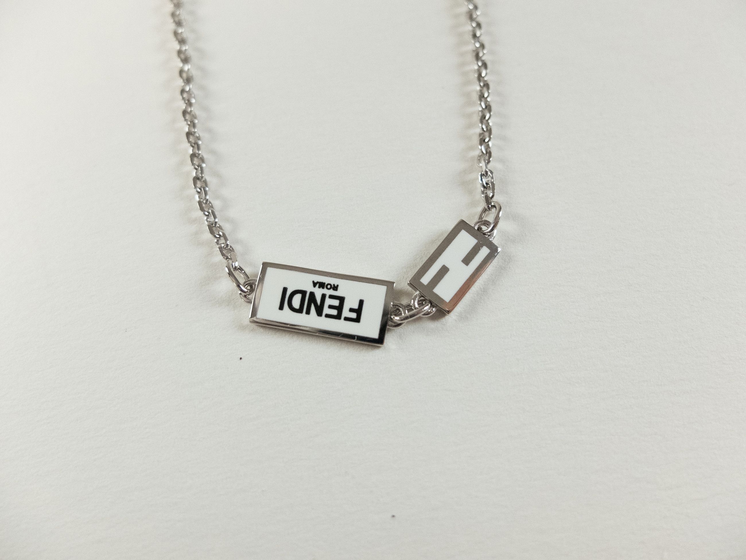 Fendi FENDI Roma Baguette enameled logo metal necklace Size ONE SIZE - 3 Thumbnail