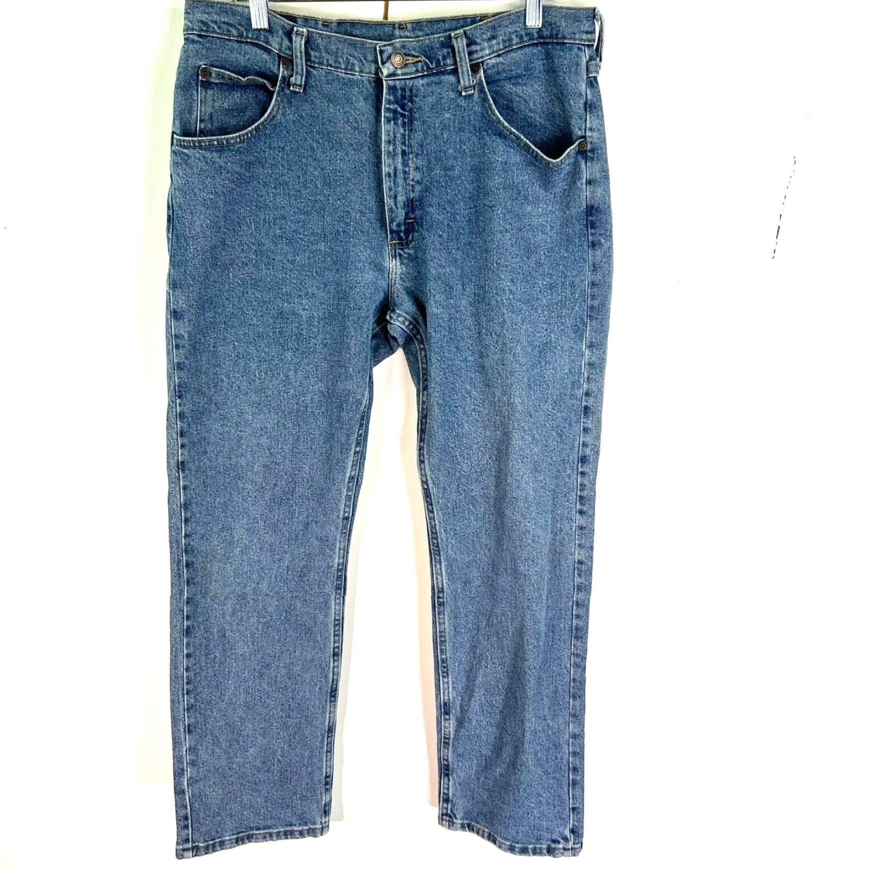 Wrangler Wrangler Mens Casual Straight Leg Flat Front Jeans Blue Denim Size 36X30 Size US 36 / EU 52 - 2 Thumbnail