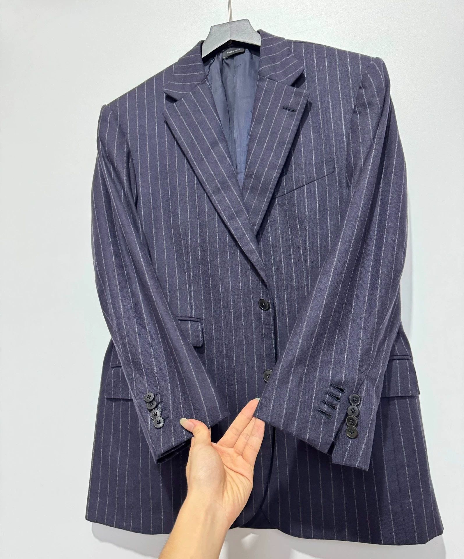 Ermenegildo Zegna Zegna Couture 100% Cashmere Dark Purple Stripe Blazer 52 Size 52S - 4 Thumbnail