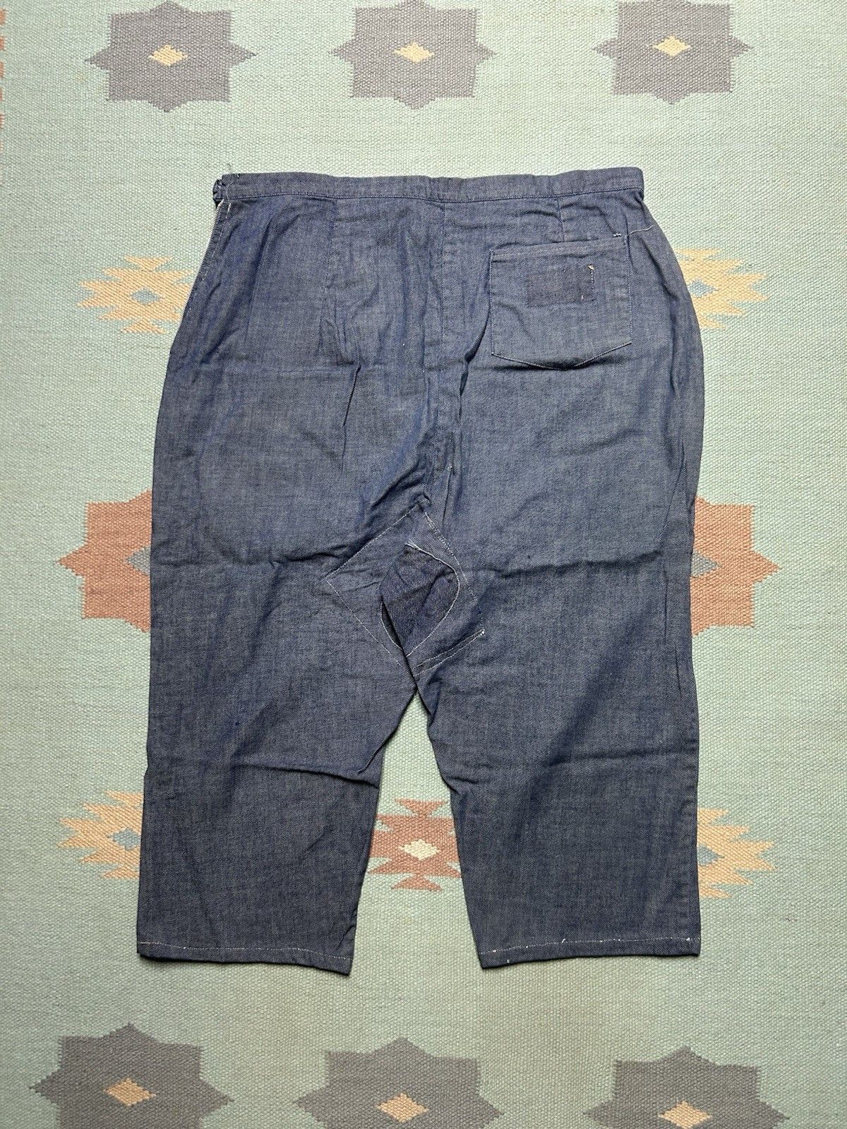 Vintage Vtg 50s denim side zip jean women pedal pushers farm worn 36 Size 36" / US 14 / IT 50 - 5 Thumbnail