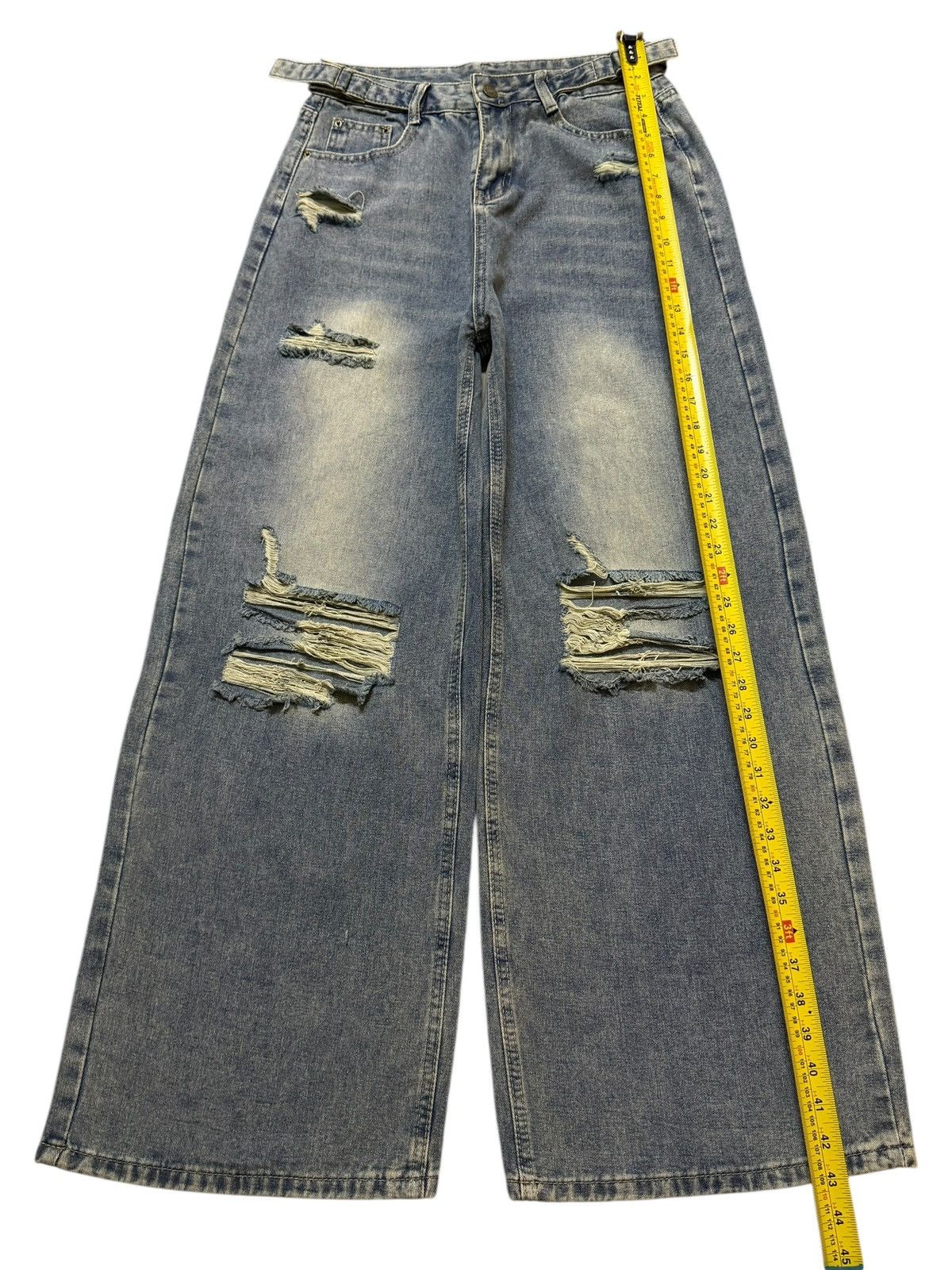JNCO Vintage Y2K Japanese Brand Faded Wash Ripped Wide Leg Baggy Size US 28 / EU 44 - 8 Thumbnail